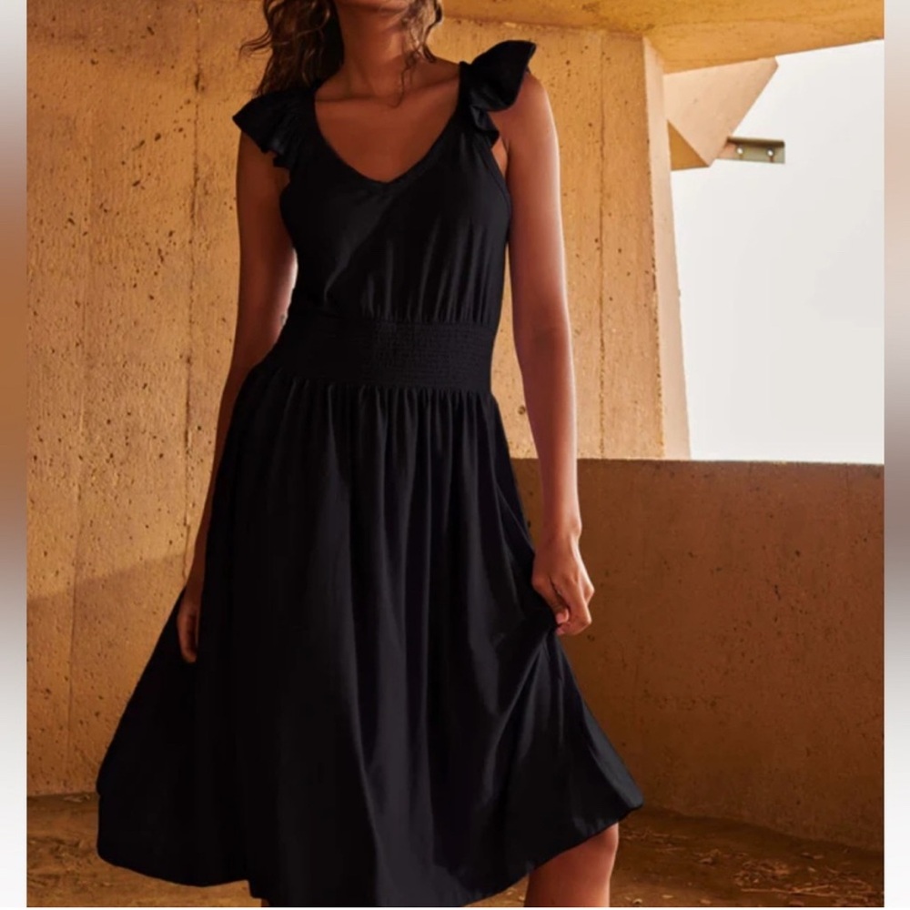 NWT Nation LTD Mina Ruffles Midi Dress in Jet Black